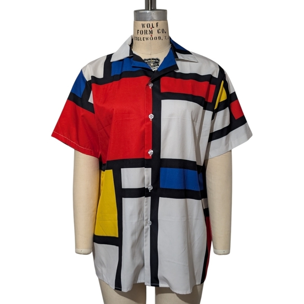Mondrian Geometric Print Short Sleeve Shirt